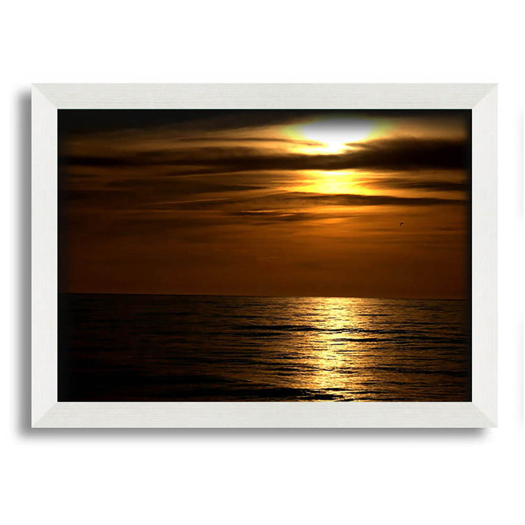 Highland Dunes Dark Sunset Beach Framed Print Wall Art Wayfair.co.uk